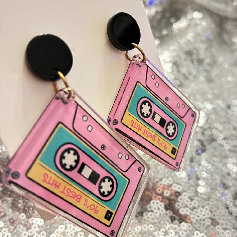 Retro Cassette Tape Earrings - Picture 4 of 5